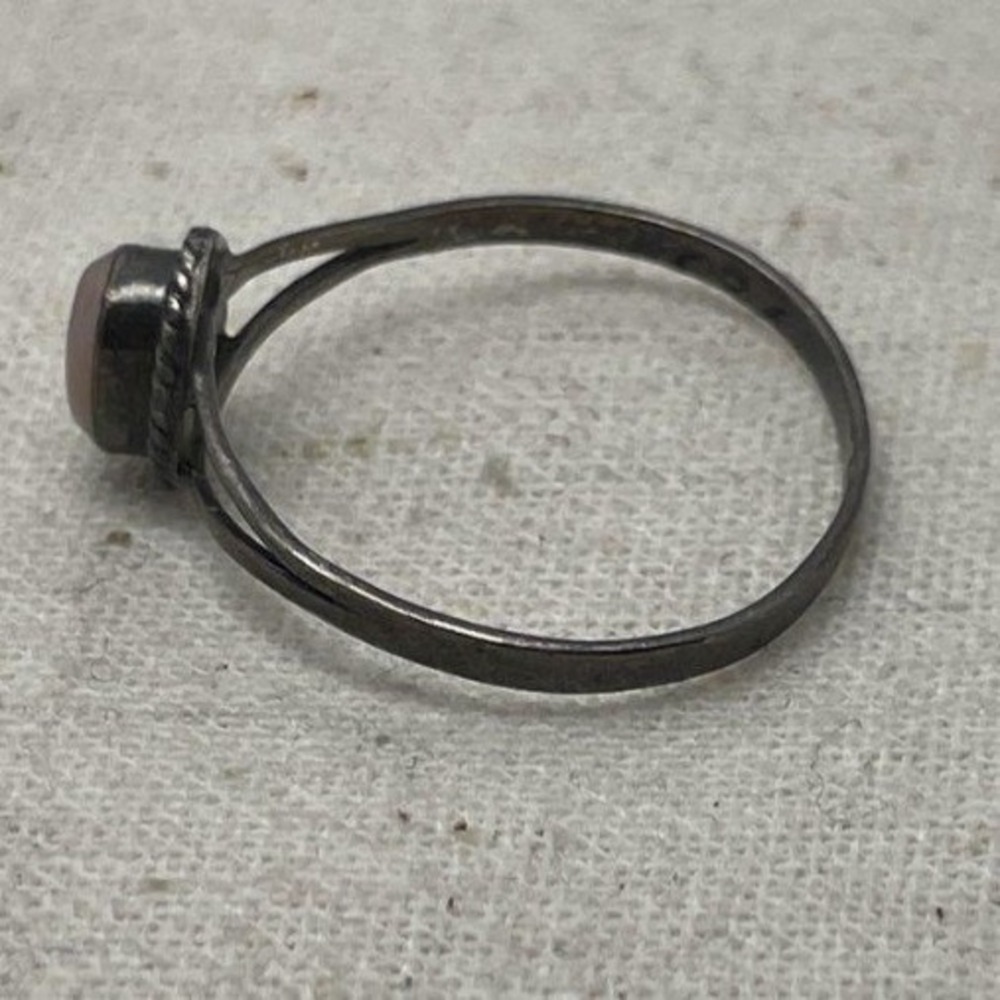 Taxco 925 Sterling Silver Pink Stone Oval Cabochon Ring Size 6.5 Mexico Vintage - Picture 2 of 6